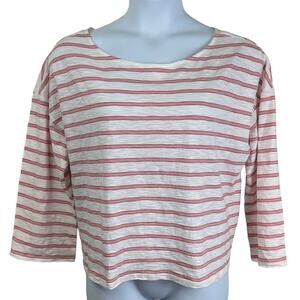 a.n.a. Striped Tee Pink White 3/4 Sleeves Size XXL